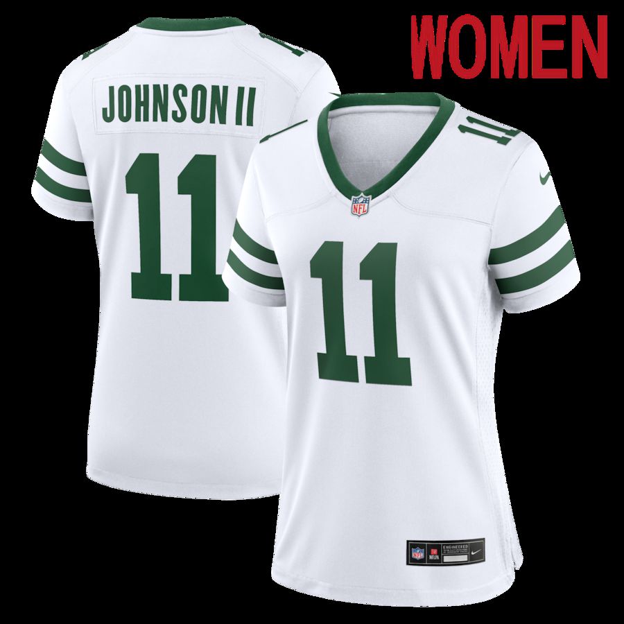 Women New York Jets 11 Jermaine Johnson II Nike Spotlight White Alternate Game NFL Jersey